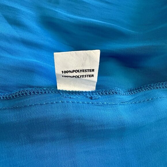 Ramy Brook Ruffle Tiered Blue Mini Dress Halter Neck Size L - Picture 9 of 9